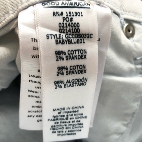 GOOD AMERICAN CUT OFF SHORTS IN BABY BLUE SIZE 0/25 Trendy Stylish CONTEMPORARY - Picture 5 of 9